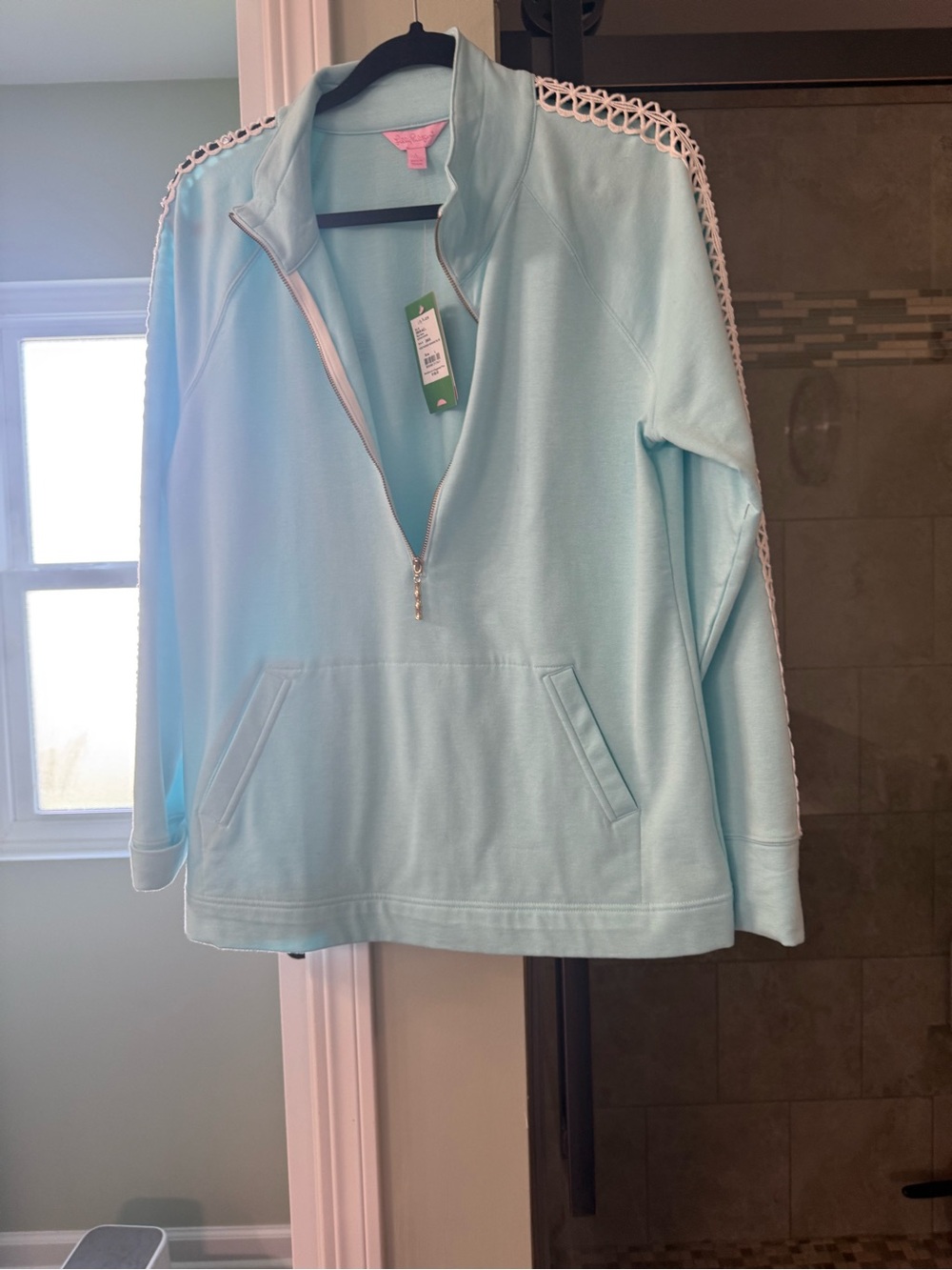 Lilly Pulitzer Light Blue Half-Zip Pullover Sweatshirt